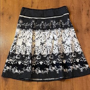 George Black & White Patterned A-Line Skirt